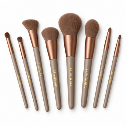 LUVIDORA Korean makeup brush set of 8, premium white background