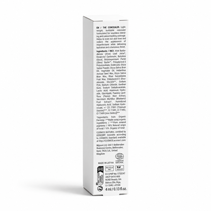 LUVIDORA concealer — rear packaging and ingredients