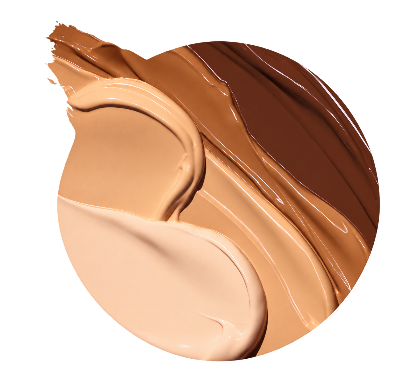Creamy complexion shades from light beige to deep brown